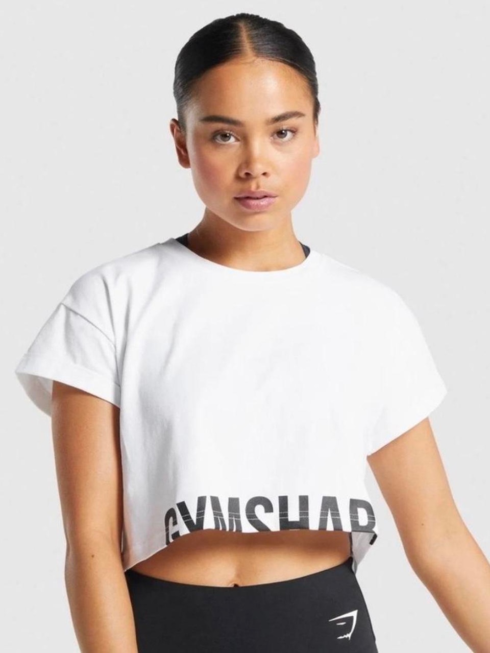 Gymshark White Cropped Logo Tee